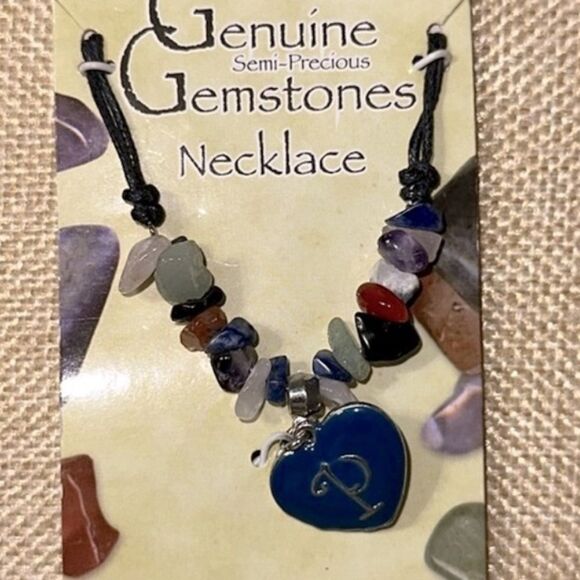 Genuine Gemstones Semi-Precious Personalized P Necklace - Picture 6 of 7